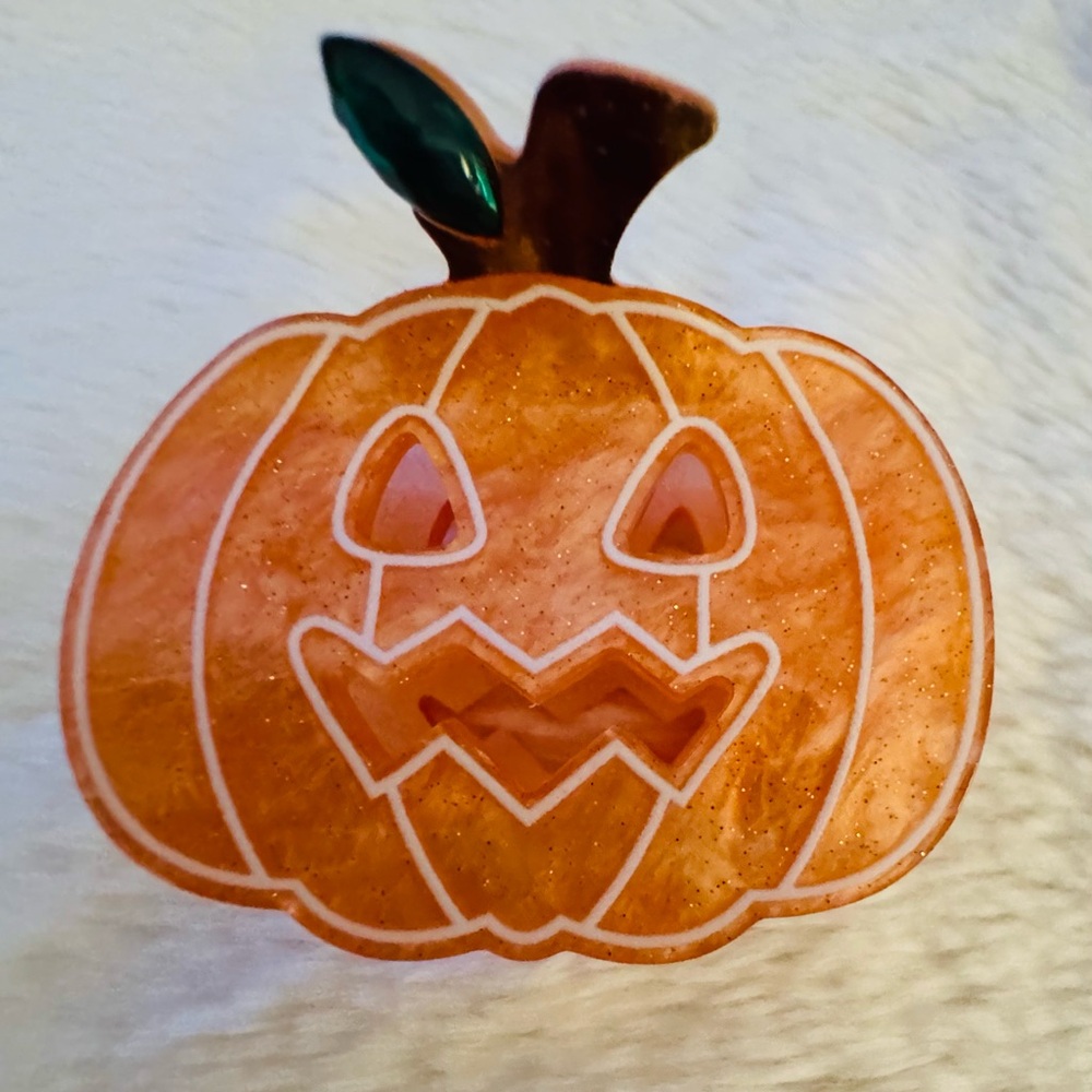 Orange Pumpkin Hair Claw Clip